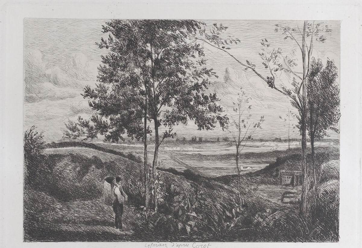 Landscape, Ferdinand Lefman (French, active 1873–90), Etching 