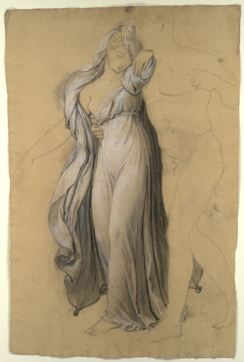 Drapery Study for "Castor and Pollux Freeing Helen", Joseph-Ferdinand Lancrenon  French, Black chalk, stumping, white chalk, and black crayon on buff laid paper