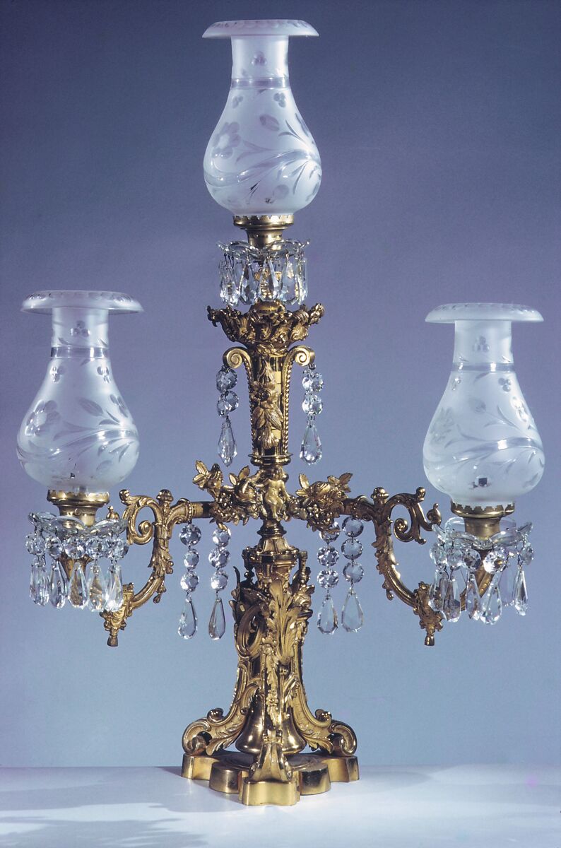 Gas Lamp, Gilt bronze, glass 