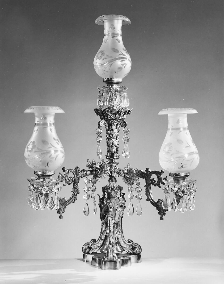 Gas Lamp, Gilt bronze, glass