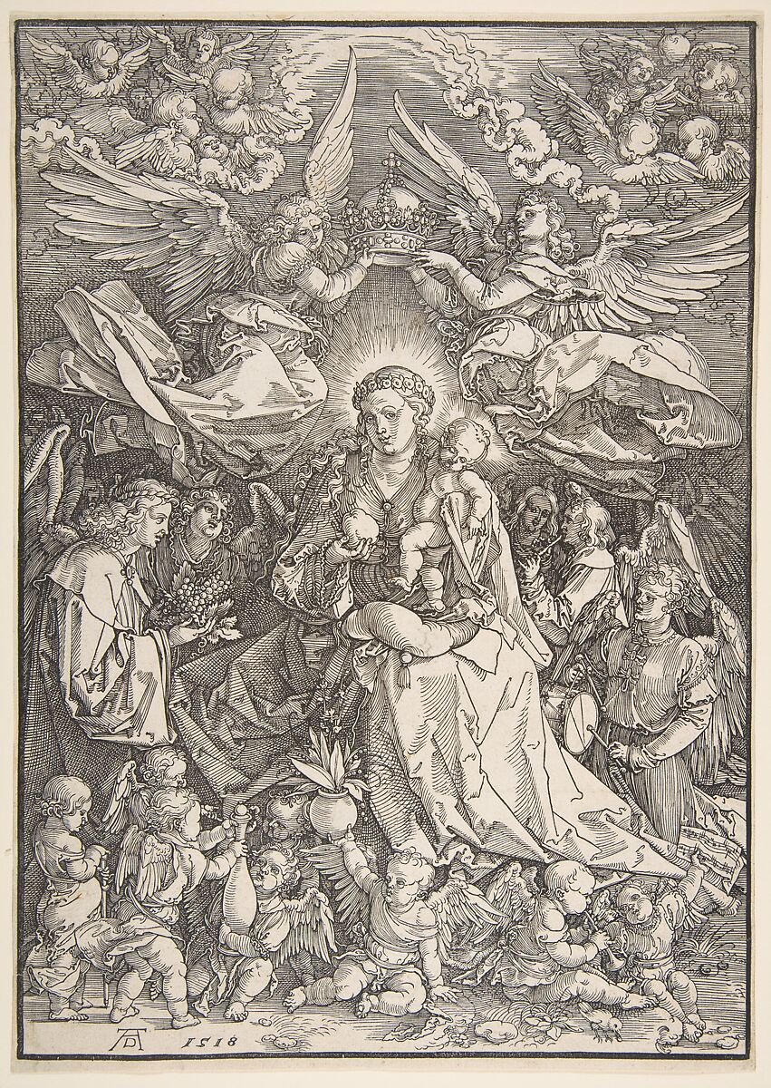 The Virgin Surrounded by Many Angels, Albrecht Dürer (German, Nuremberg 1471–1528 Nuremberg), Woodcut 