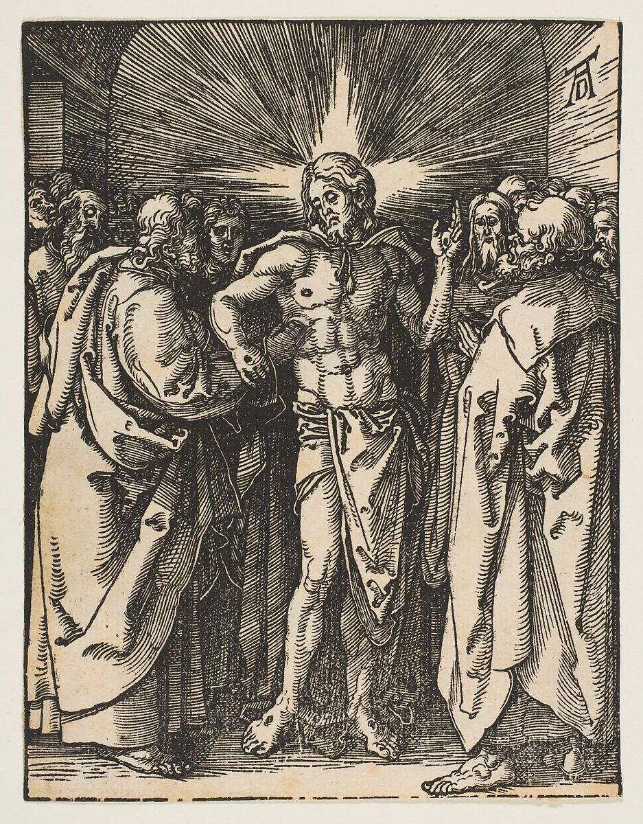 The Doubting Thomas, from "The Small Passion", Albrecht Dürer (German, Nuremberg 1471–1528 Nuremberg), Woodcut 