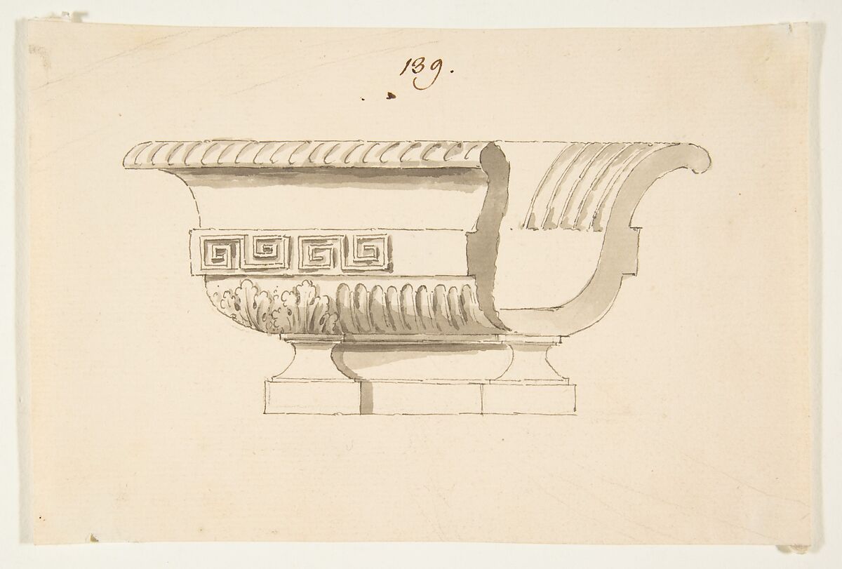 Design for a Vessel, Anonymous, French, 18th century, Pen and black ink, brush and gray wash 