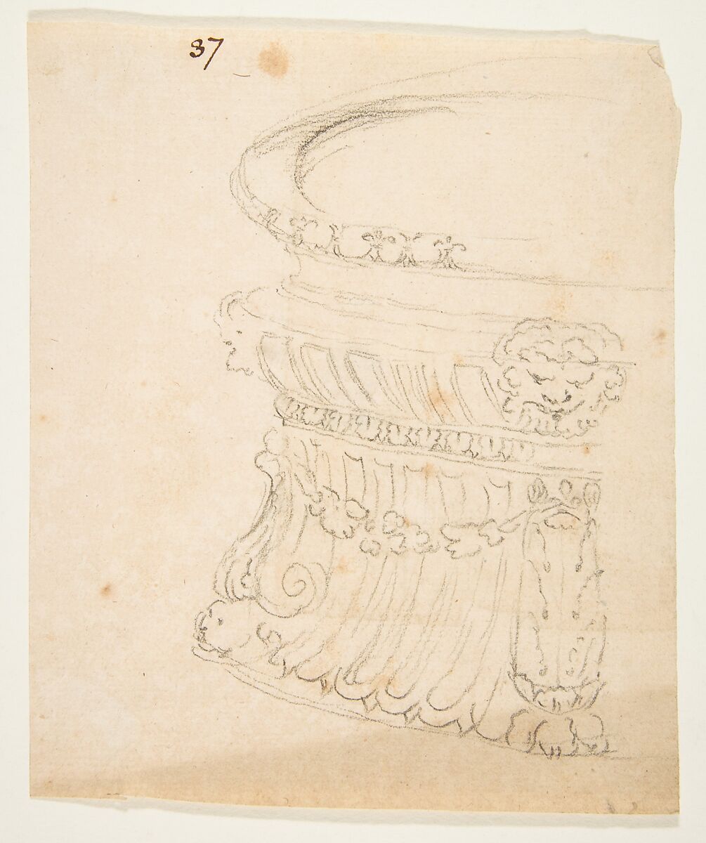 Design for a Vessel, Attributed to Anonymous, French, 18th century, Graphite on laid paper 