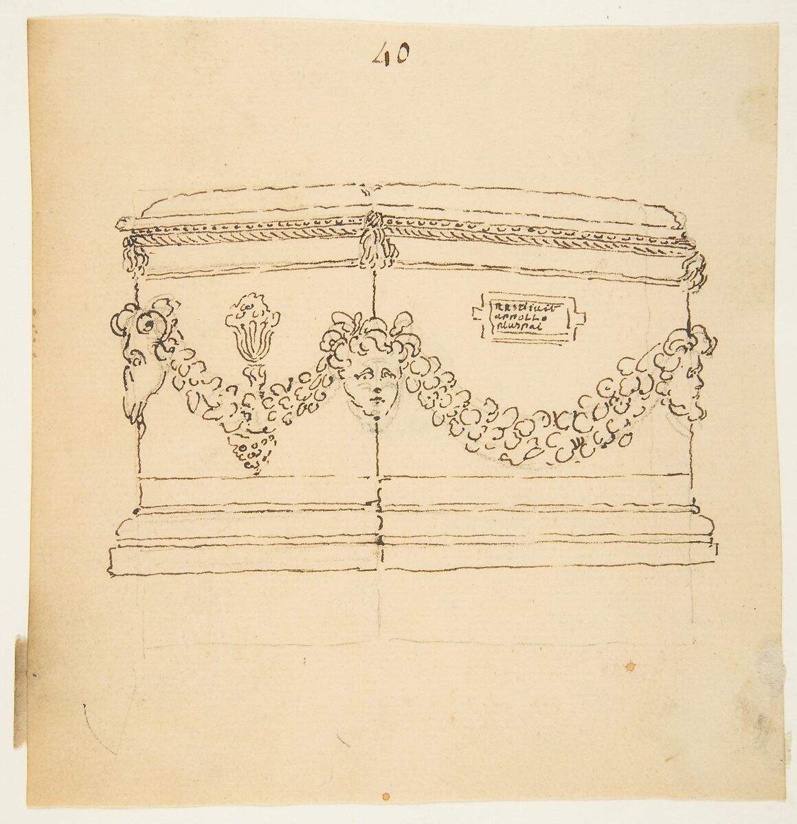 Design for a Funerary Monument, Attributed to Anonymous, French, 18th century, Pen and brown ink over graphite 