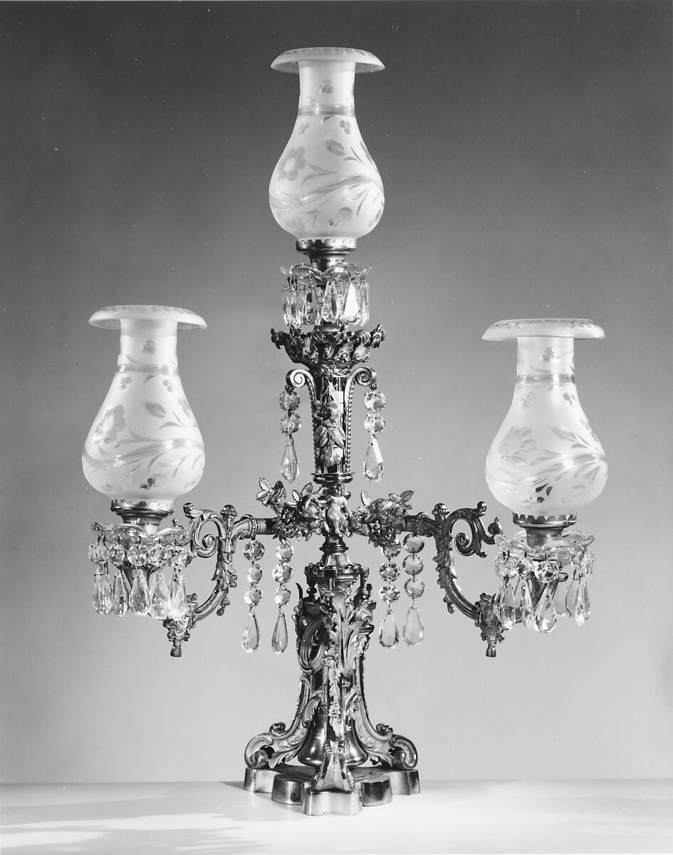 Gas Lamp, Gilt bronze, glass 
