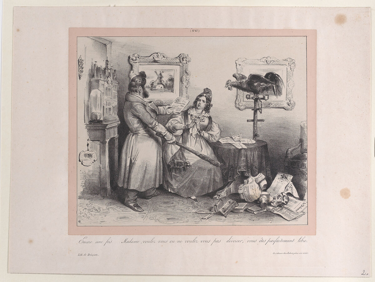 "Again, Madame, whether you do or do not want to divorce, you are perfectly free", J. J. Grandville (French, Nancy 1803–1847 Vanves), Lithograph 