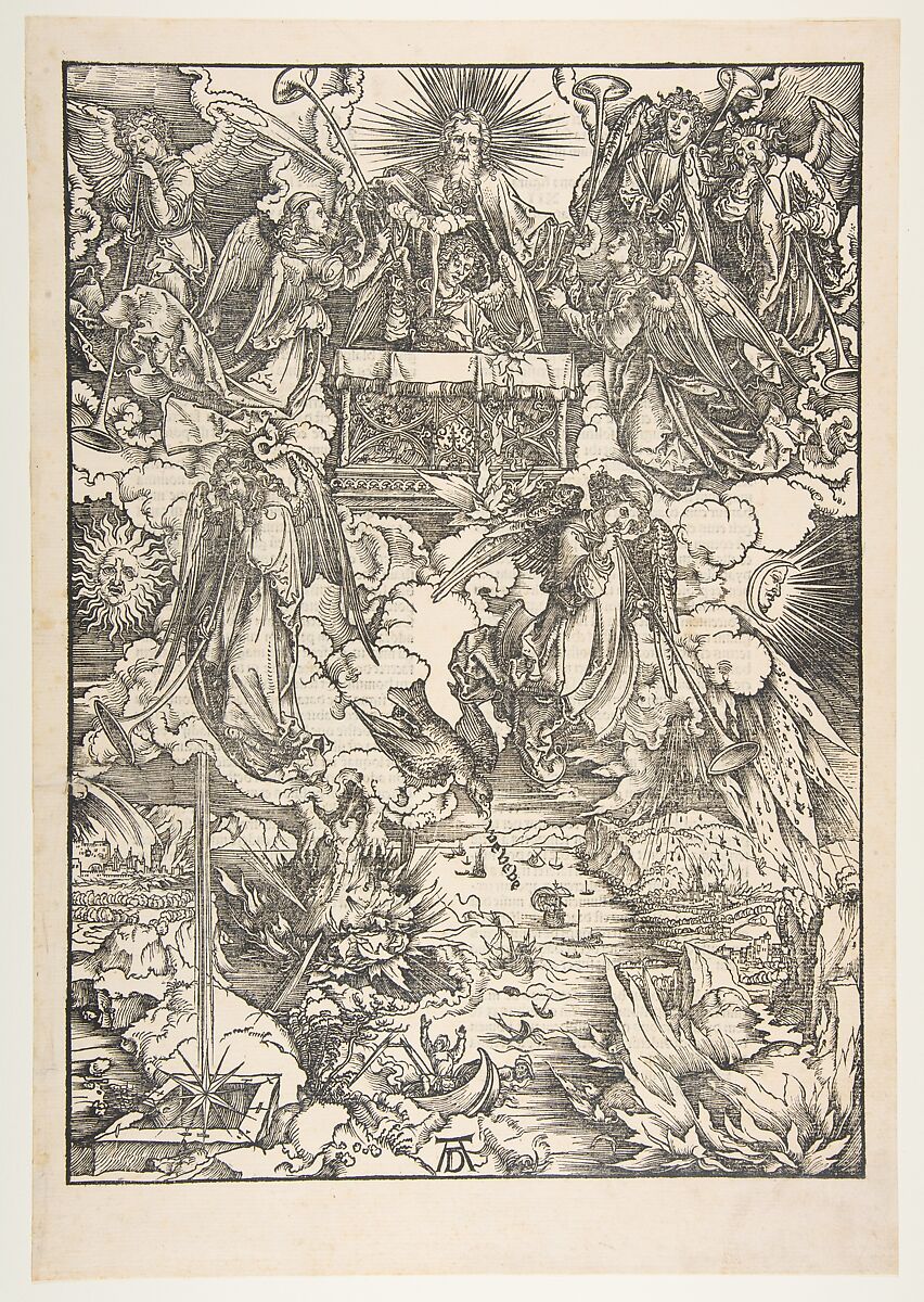 The Seven Angels with the Trumpet, from "The Apocalypse", Albrecht Dürer (German, Nuremberg 1471–1528 Nuremberg), Woodcut 
