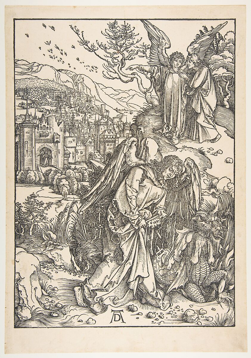 The Angel with the Key to the Bottomless Pit, from "The Apocalypse", Albrecht Dürer (German, Nuremberg 1471–1528 Nuremberg), Woodcut 