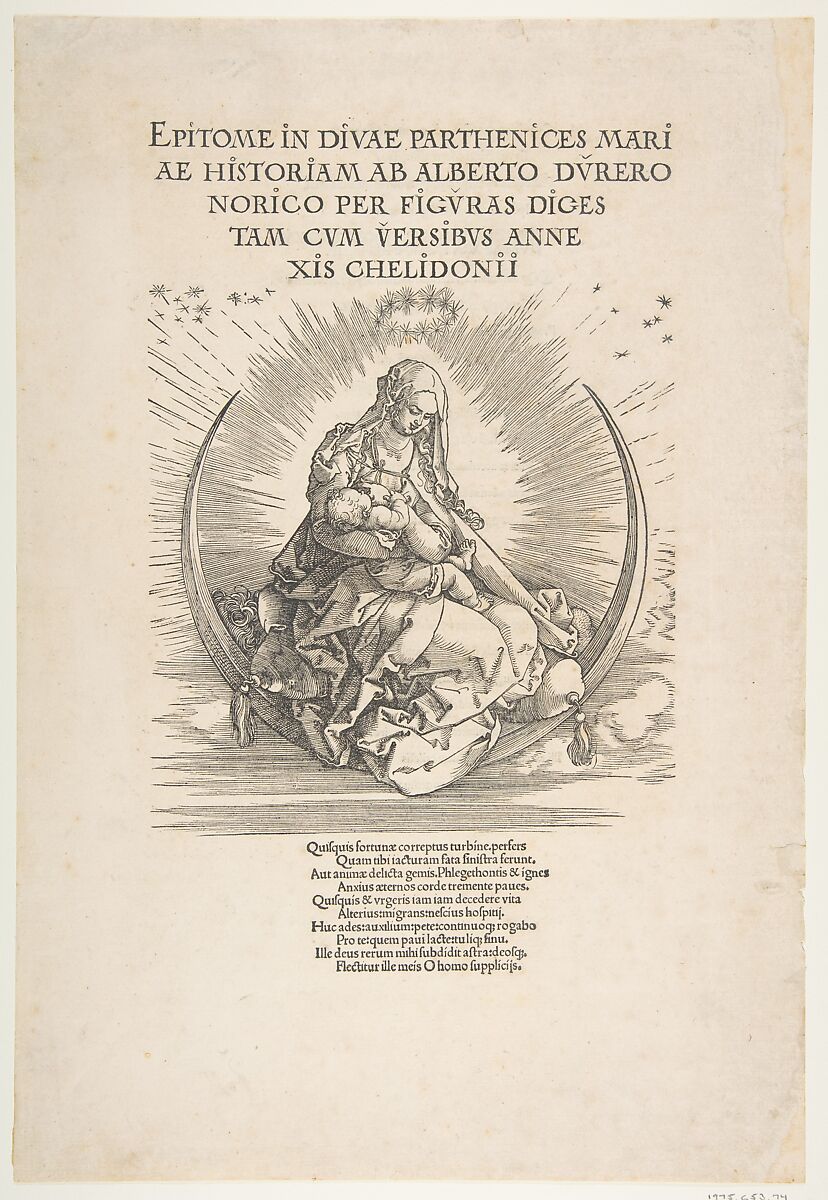 The Madonna on the Crescent, Frontispiece to "The Life of the Virgin", Albrecht Dürer (German, Nuremberg 1471–1528 Nuremberg), Woodcut 