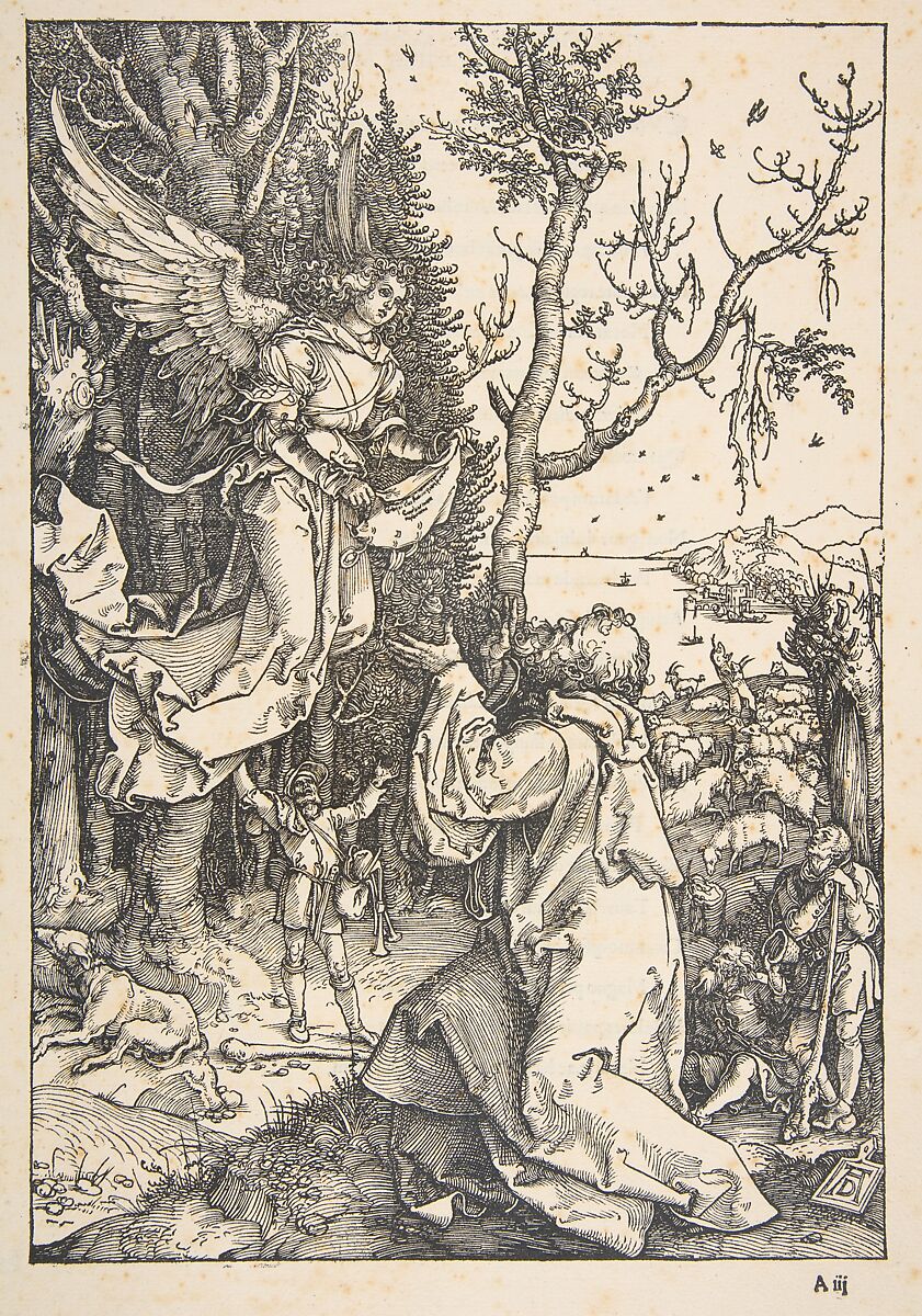 Joachim and the Angel, from "The Life of the Virgin", Albrecht Dürer (German, Nuremberg 1471–1528 Nuremberg), Woodcut 