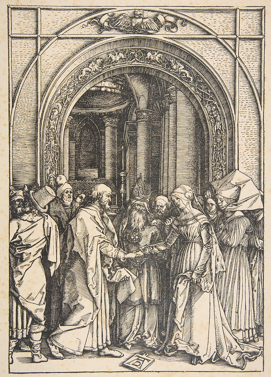 The Betrothal of the Virgin, from "The Life of the Virgin", Albrecht Dürer (German, Nuremberg 1471–1528 Nuremberg), Woodcut 