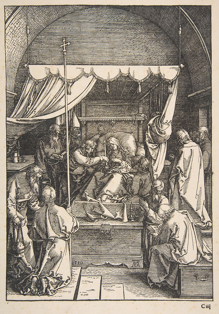 The Death of the VIrgin, from The Life of the Virgin, Latin Edition, 1511, Albrecht Dürer (German, Nuremberg 1471–1528 Nuremberg), Woodcut 