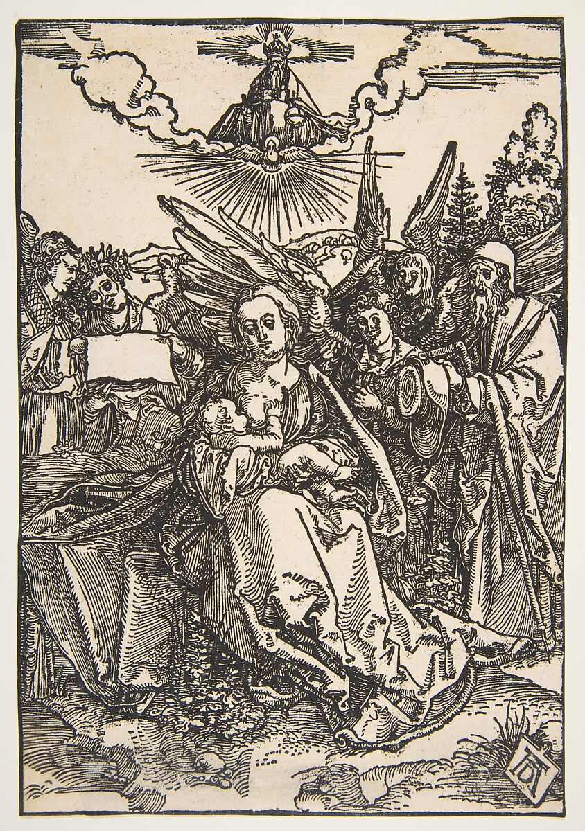 The Holy Family with Five Angels, Albrecht Dürer (German, Nuremberg 1471–1528 Nuremberg), Woodcut 