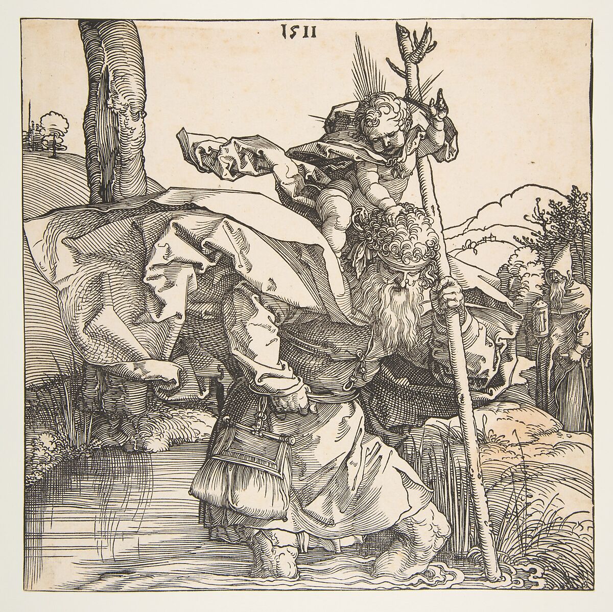 Saint Christopher, Albrecht Dürer (German, Nuremberg 1471–1528 Nuremberg), Woodcut 