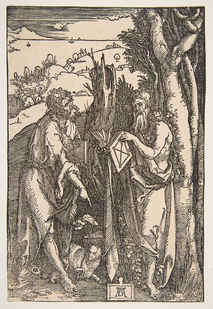Saint John the Baptist and Saint Onuphrius, Albrecht Dürer (German, Nuremberg 1471–1528 Nuremberg), Woodcut 