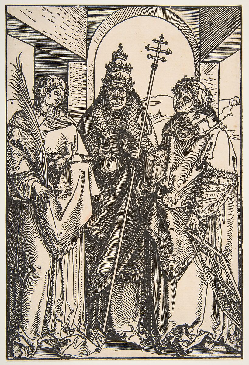 Saints Stephen, Sixtus and Lawrence, Albrecht Dürer (German, Nuremberg 1471–1528 Nuremberg), Woodcut 