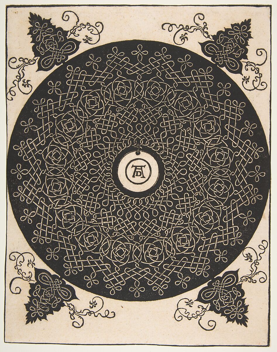 “The Fourth Knot”, Interlaced Roundel with a Round Medallion in its Center, Albrecht Dürer (German, Nuremberg 1471–1528 Nuremberg), Woodcut 