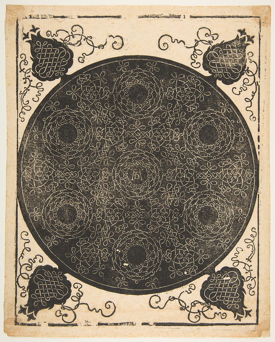 Embroidery  Pattern with Seven Wreaths and Four Corner Pieces, Albrecht Dürer (German, Nuremberg 1471–1528 Nuremberg), Woodcut 