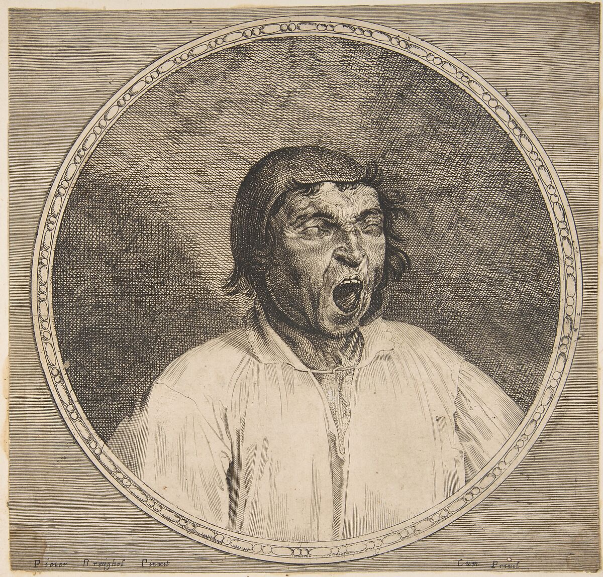 A Peasant Yawning, Formerly attributed to Lucas Vorsterman I (Flemish, Zaltbommel 1595–1675 Antwerp), Engraving 