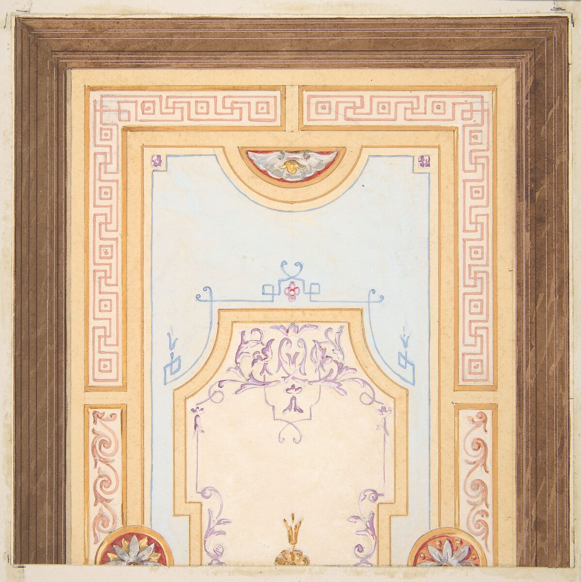 Design for a ceiling, Jules-Edmond-Charles Lachaise (French, died 1897), Graphite, gouache, and watercolor 