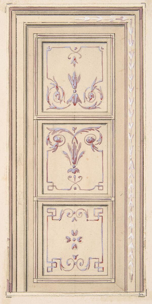 Design for a ceiling, Jules-Edmond-Charles Lachaise (French, died 1897), Graphite, gouache, and watercolor 