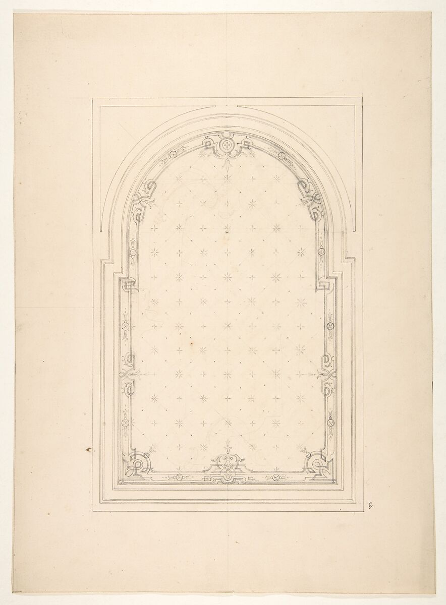 Design for a ceiling, Jules-Edmond-Charles Lachaise (French, died 1897), Graphite 