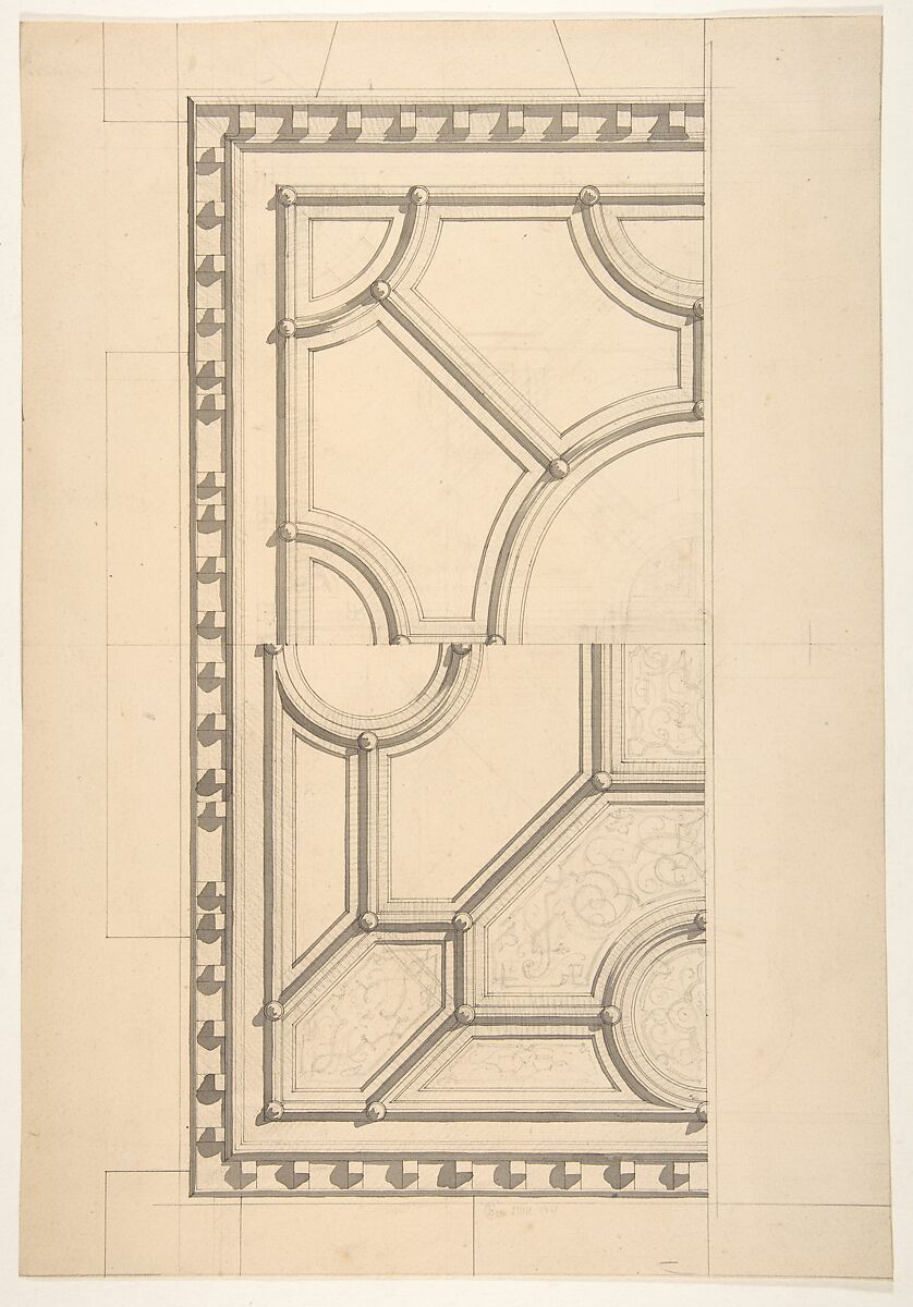Two designs for a ceiling, Jules-Edmond-Charles Lachaise (French, died 1897), Graphite, pen and black ink, and watercolor 