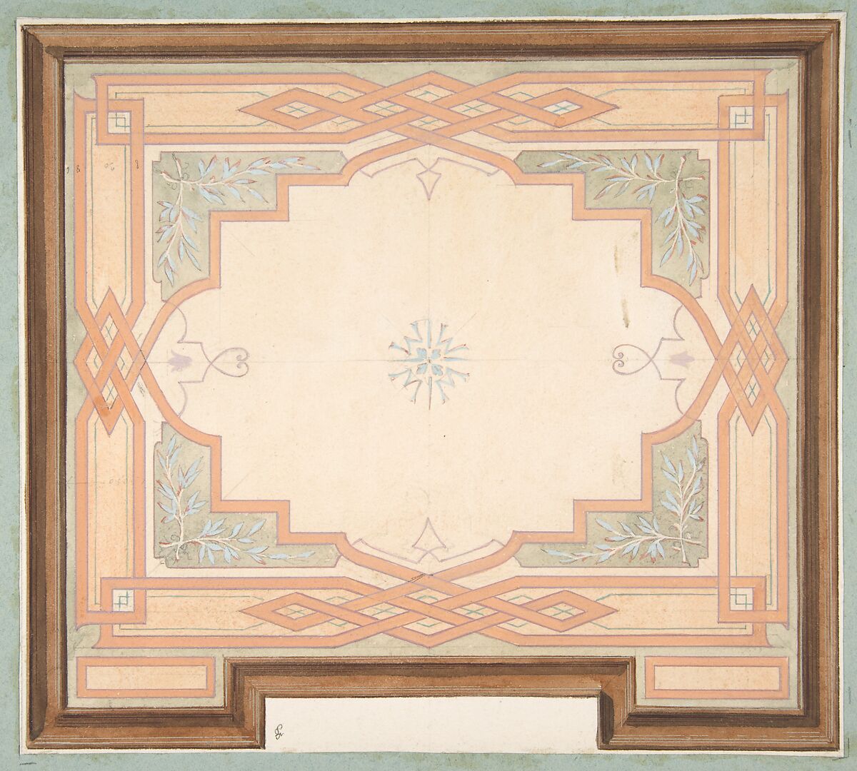 Design for a ceiling, Jules-Edmond-Charles Lachaise (French, died 1897), Graphite, gouache, and watercolor 