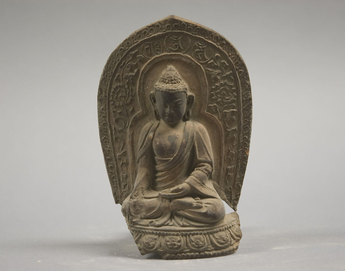 Seated Buddha, Unglazed pottery, Tibet 