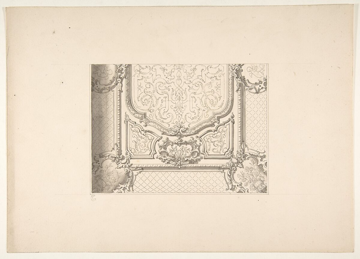 Design for a ceiling, Jules-Edmond-Charles Lachaise (French, died 1897), Graphite, pen and black ink, and gray wash 