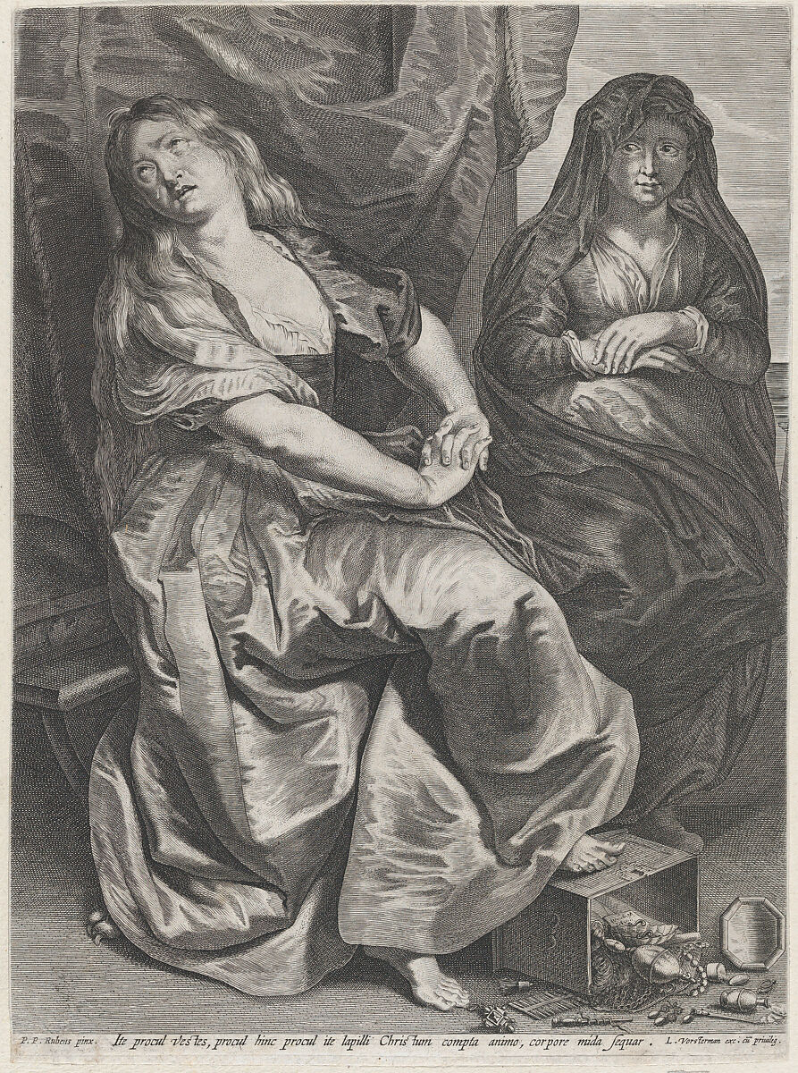 St. Mary Magdalen Trampling Her Valuables, Lucas Vorsterman I (Flemish, Zaltbommel 1595–1675 Antwerp), Engraving; first state of three (Hollstein) 