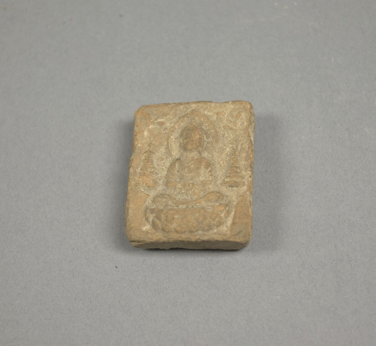 Votive Plaque with Seated Buddhas, Terracotta, Tibet 