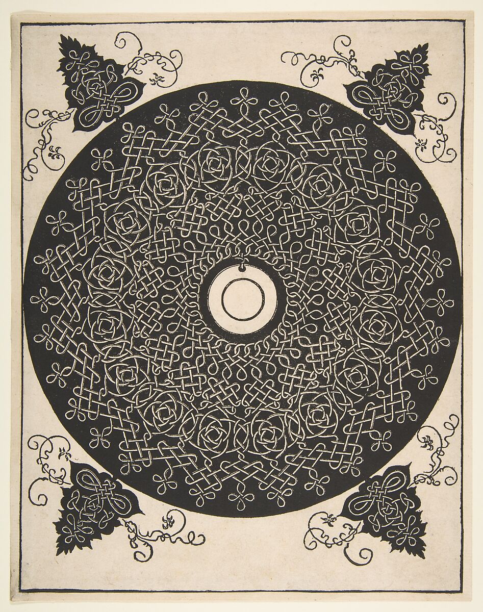 Embroidery Pattern with Round Medallion in its Center, Albrecht Dürer (German, Nuremberg 1471–1528 Nuremberg), Woodcut 