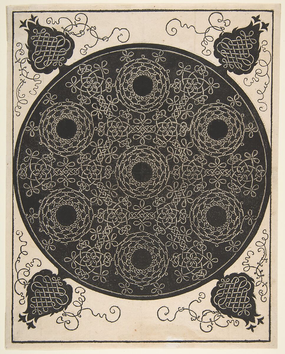 “The Sixth Knot”. Interlaced Roundel with Seven Wreaths, Albrecht Dürer (German, Nuremberg 1471–1528 Nuremberg), Woodcut 