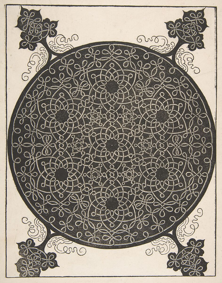 Embroidery Pattern with Seven Six-pointed Stars and Four Corner Pieces, Albrecht Dürer (German, Nuremberg 1471–1528 Nuremberg), Woodcut 
