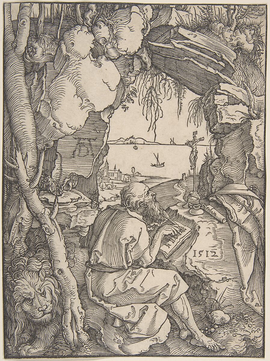 Saint Jerome in a Cave, Albrecht Dürer (German, Nuremberg 1471–1528 Nuremberg), Woodcut