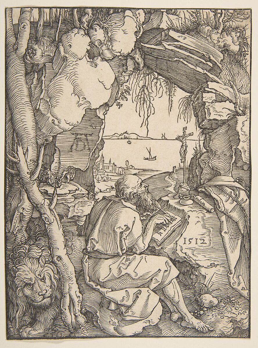 Saint Jerome in a Cave, Albrecht Dürer (German, Nuremberg 1471–1528 Nuremberg), Woodcut 