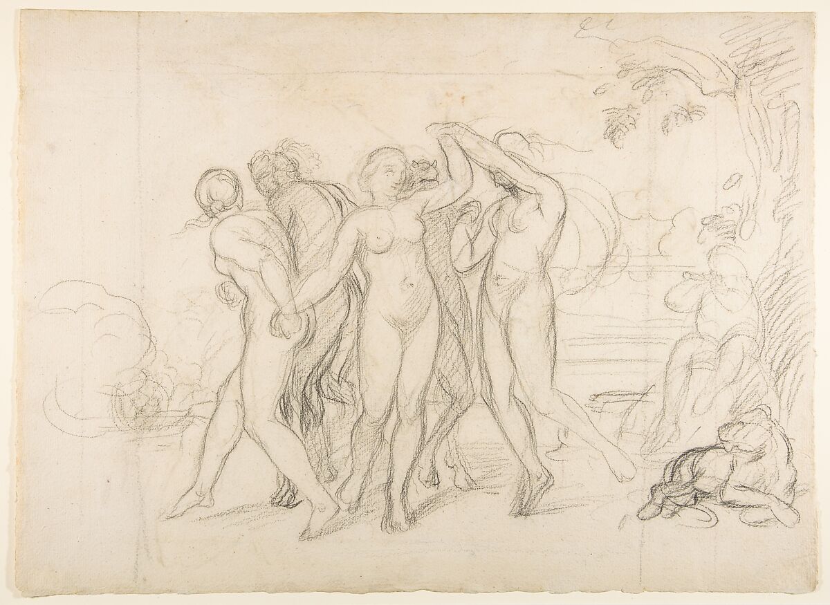 Sketch for the Judgment of Solomon (?); verso: Dancing Mythological Figures, Christian Gottlieb Schick (German, Stuttgart 1776–1812 Stuttgart), Pen and brown ink, over a sketch in graphite; verso: black chalk.