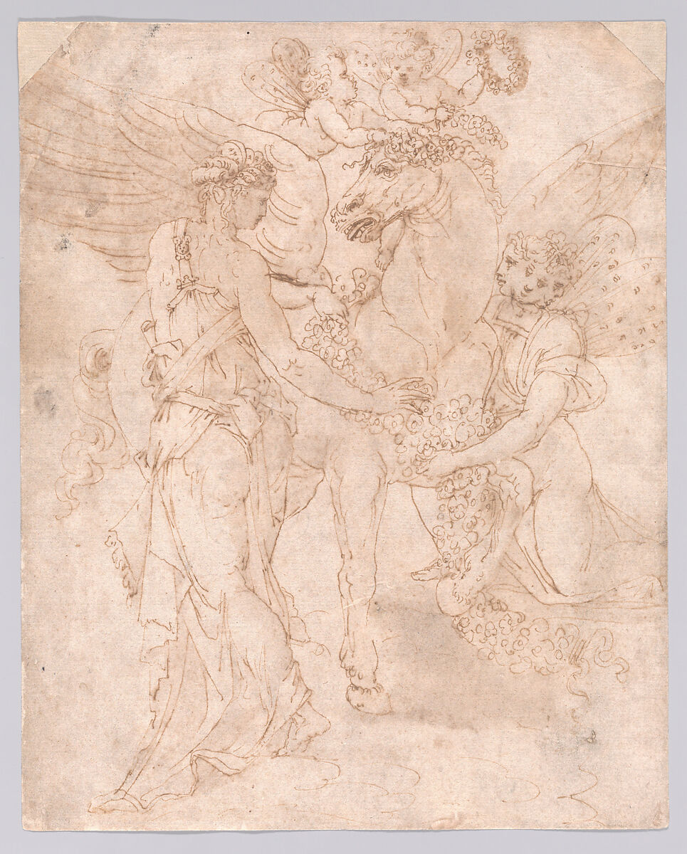 Diana and Hecate, Circle of Rosso Fiorentino (Italian, Florence 1494–1540 Fontainebleau), Pen and brown ink 