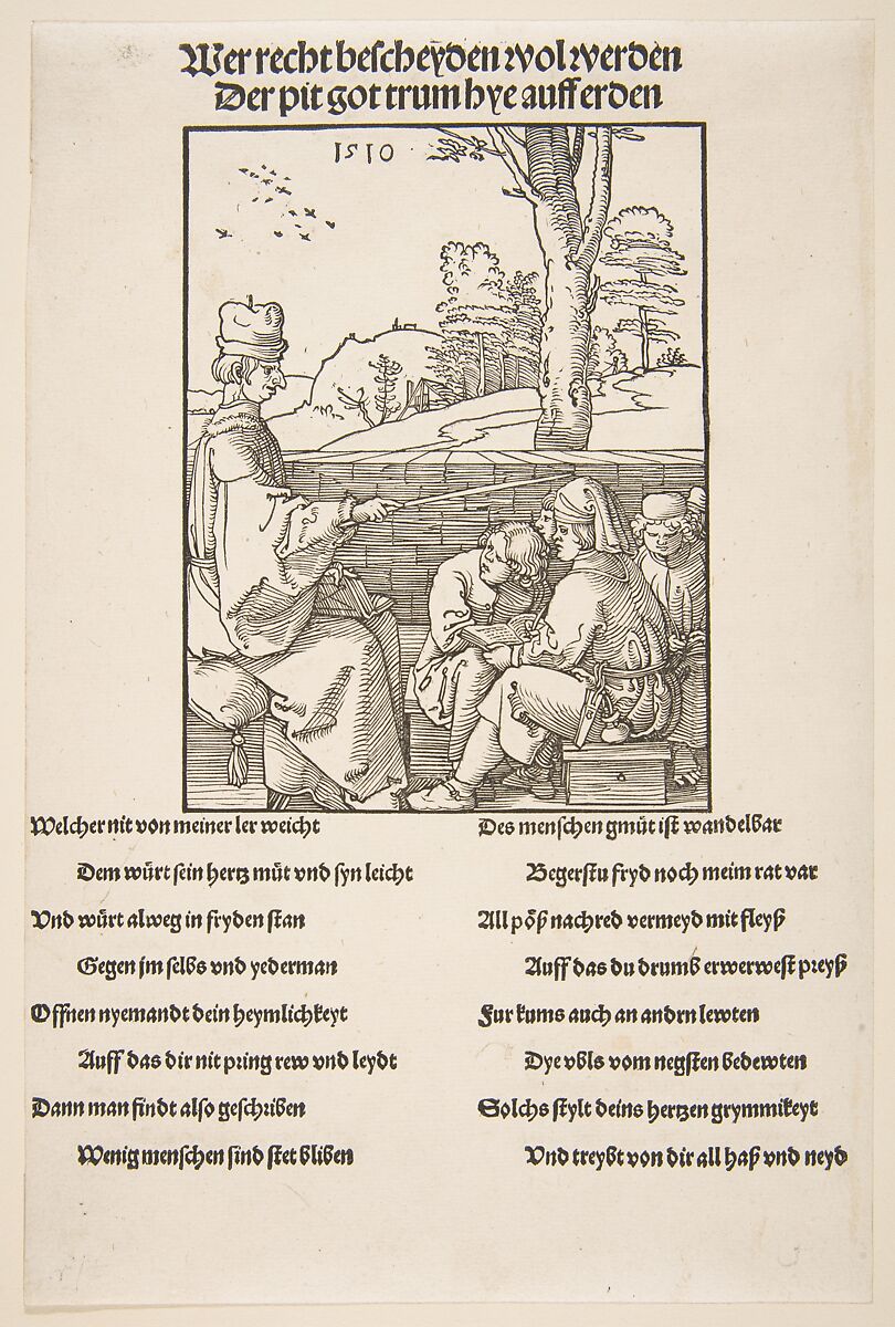 The Schoolmaster, Albrecht Dürer (German, Nuremberg 1471–1528 Nuremberg), Woodcut 