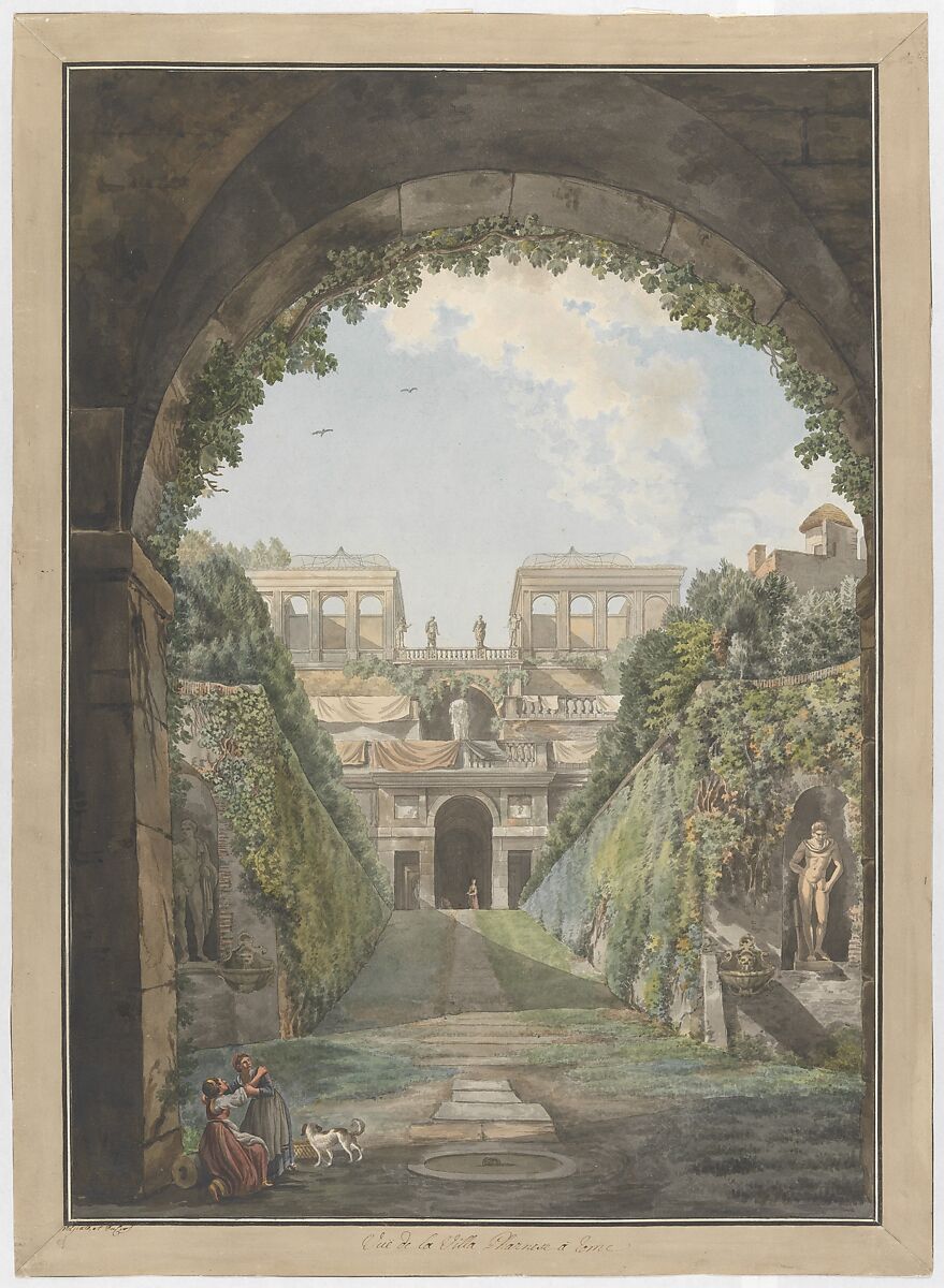 Villa Farnese, Giovanni Volpato (Italian, Bassano 1732–1803 Rome), Etching, with watercolor and gouache 
