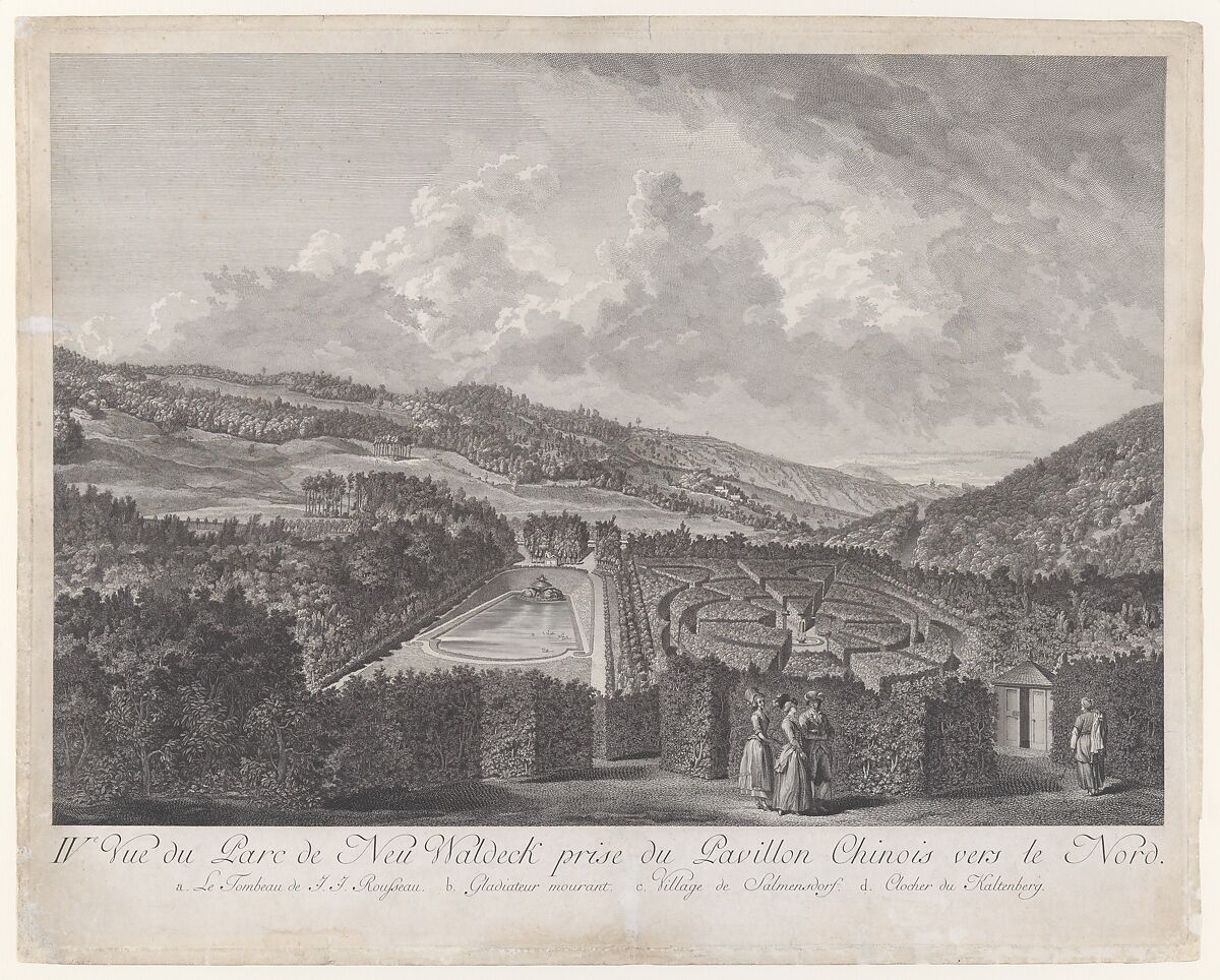 IVe Vue du Parc de Neu-Waldeck prise du Pavillon Chinois vers le Nord, Jakob Matthias Schmutzer (Austrian, Vienna 1733–1811 Vienna), Engraving 