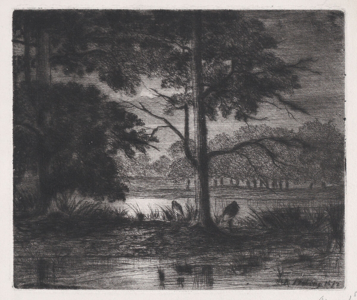 In the Moonlight (Dans la lune), Auguste Delâtre (French, Paris 1822–1907 Paris), Etching and drypoint 