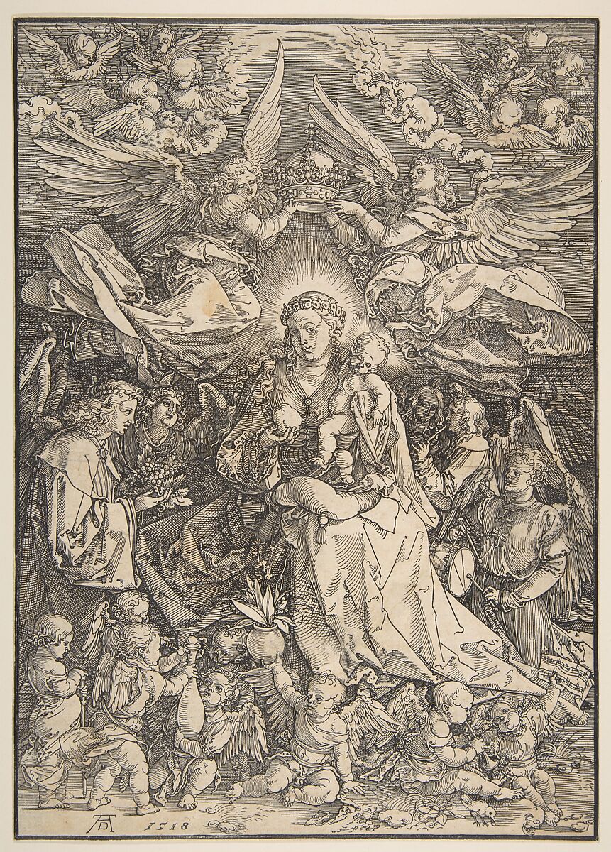 The Virgin Surrounded by Many Angels, Albrecht Dürer (German, Nuremberg 1471–1528 Nuremberg), Woodcut 