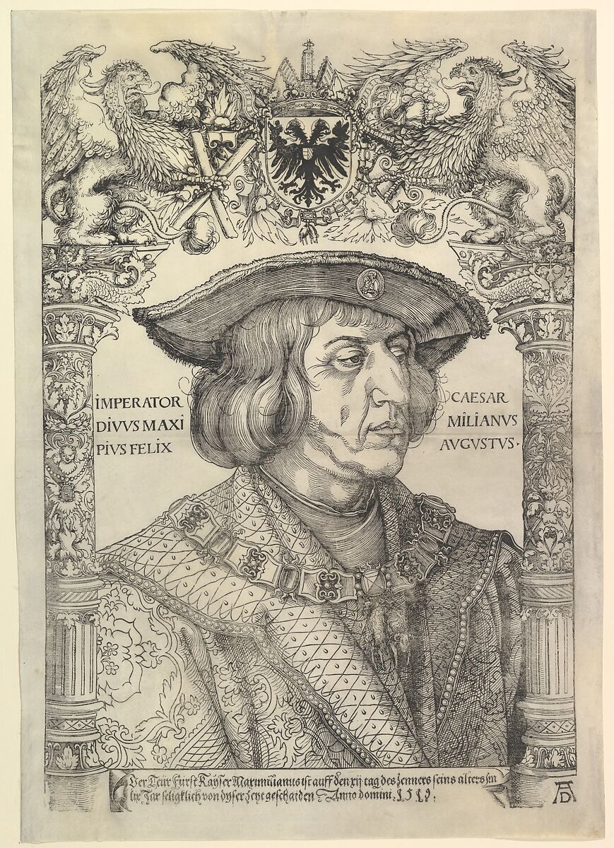 Portrait of the Emperor Maximilian I in an Architectural Frame (copy), Hans Weiditz the Younger (German, Freiburg im Breisgau before 1500–ca. 1536 Strasbourg), Woodcut 