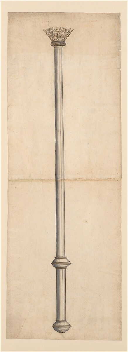 Design for a Scepter, Anonymous, German, 16th century ?, Pen and black ink, brush and gray and brown washes 