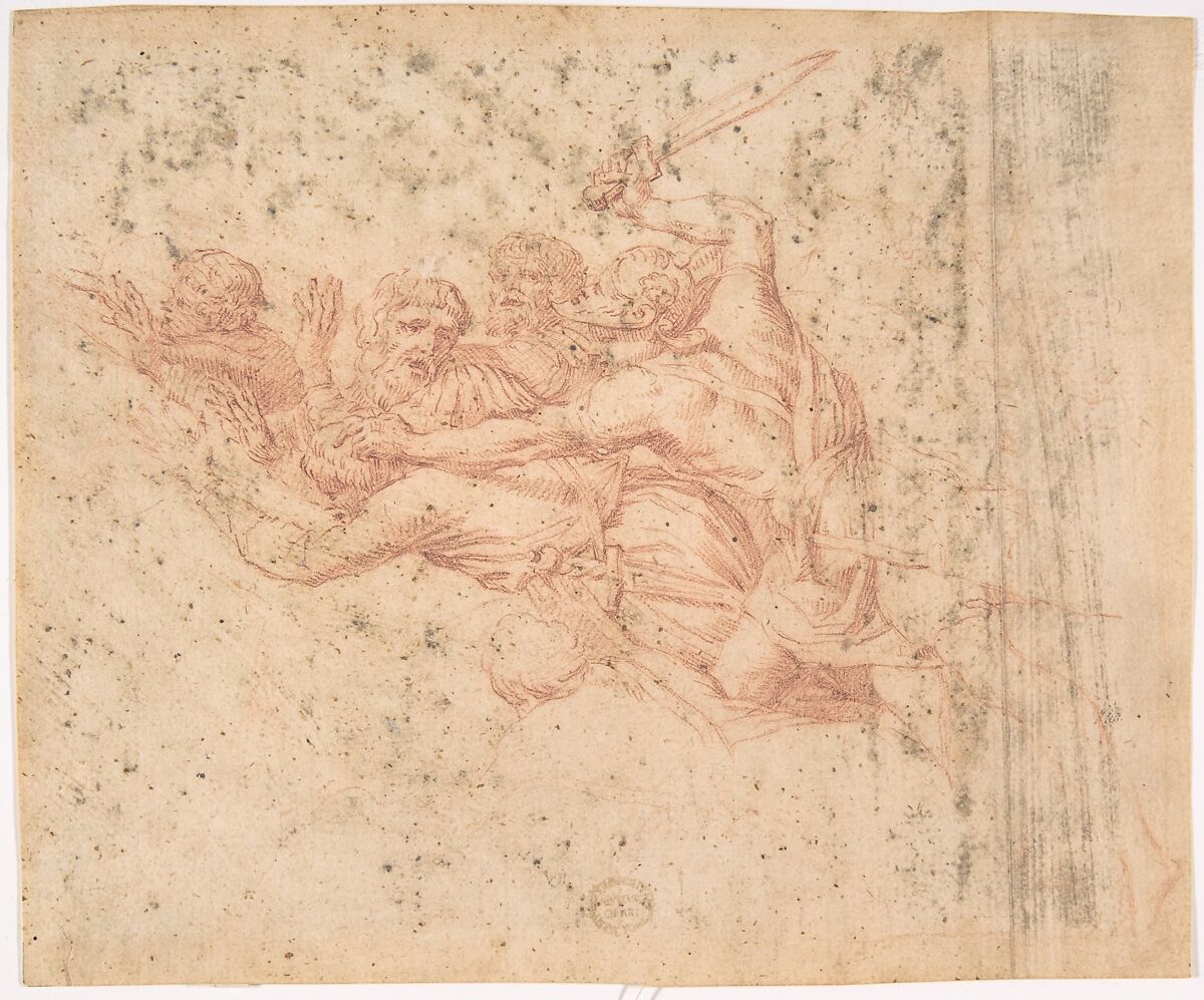 Battle Scene, Anonymous, Italian, 16th century, Red chalk 