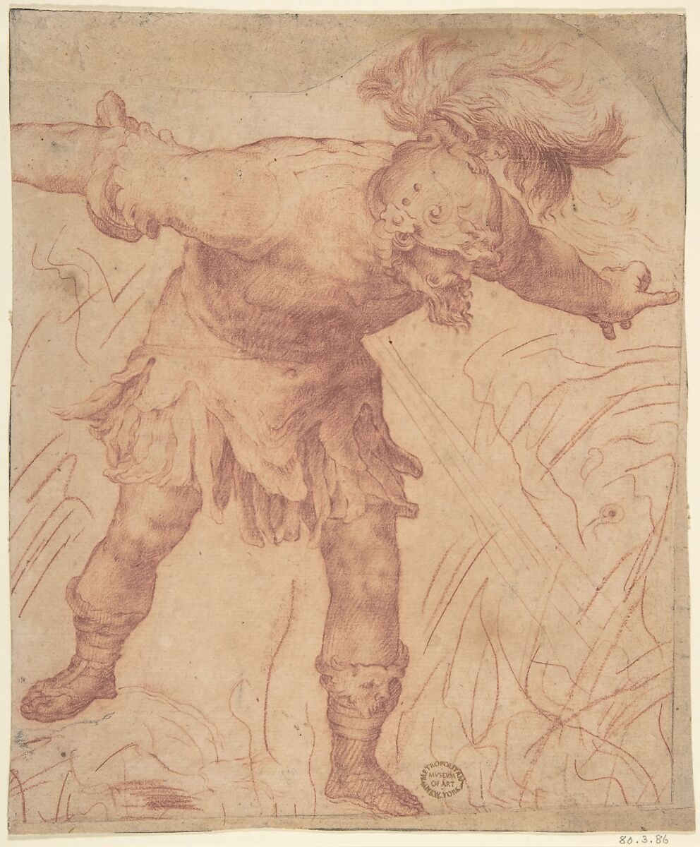 King Saul, Anonymous, Dutch, 17th century (?), Red chalk 
