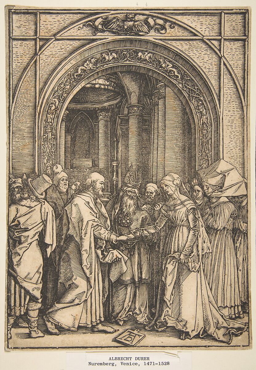 The Betrothal of the Virgin, from "The Life of the Virgin", Albrecht Dürer (German, Nuremberg 1471–1528 Nuremberg), Woodcut 